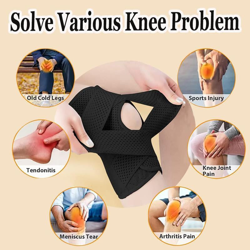 OLLAS 1Pc plus Size Knee Compression Wrapbrace (Order a Size Up), Breathable Adjustableknee Brace for Men and Women, Knee Bracewith Side Stabilizers Leg Supporter
