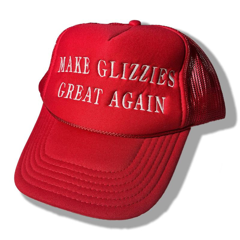 Make Glizzies Great Again Funny Foam Trucker Hat - Structured 5-Panel Cap with Adjustable Plastic Snap & High-Density Foam Front Panel