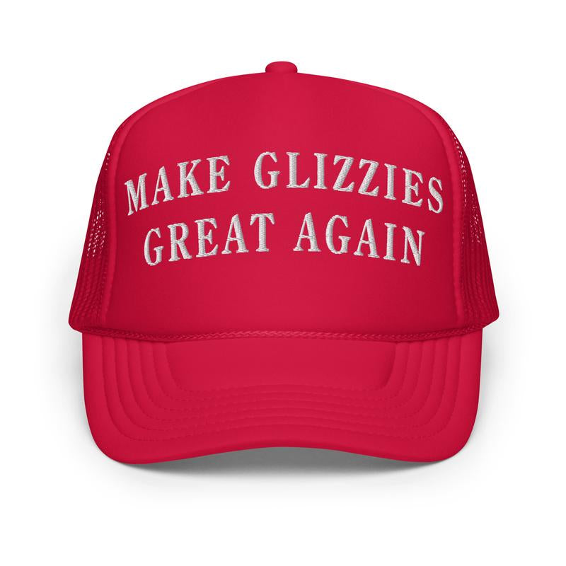 Make Glizzies Great Again Funny Foam Trucker Hat - Structured 5-Panel Cap with Adjustable Plastic Snap & High-Density Foam Front Panel