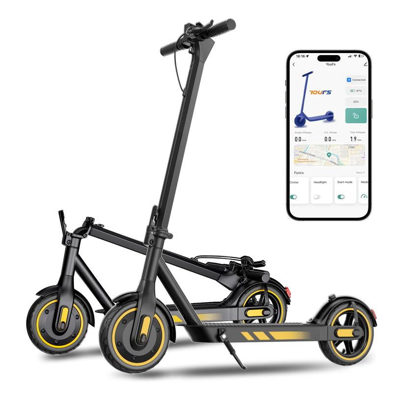 Electric Scooter 500W Motor for Adult with 10" Vacuum Big Tire,Max Speed 25Mph,Foldable & Portable Escooter for Commuting,Electric Kick Scooter with APP Control 36V 10.5AH Battery Foldable Scooter Dual Brake