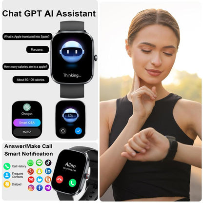 Smartwatch with Built-In AI Chatbot (Calls Received/Made), 1.91-Inch Unisex Model, Supports over 112 Fitness Activity Tracking, Calorie Burn/Sleep Monitoring, IP68 Waterproof Pedometer, Compatible with Android and Ios Systems.
