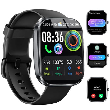 Smartwatch with Built-In AI Chatbot (Calls Received/Made), 1.91-Inch Unisex Model, Supports over 112 Fitness Activity Tracking, Calorie Burn/Sleep Monitoring, IP68 Waterproof Pedometer, Compatible with Android and Ios Systems.