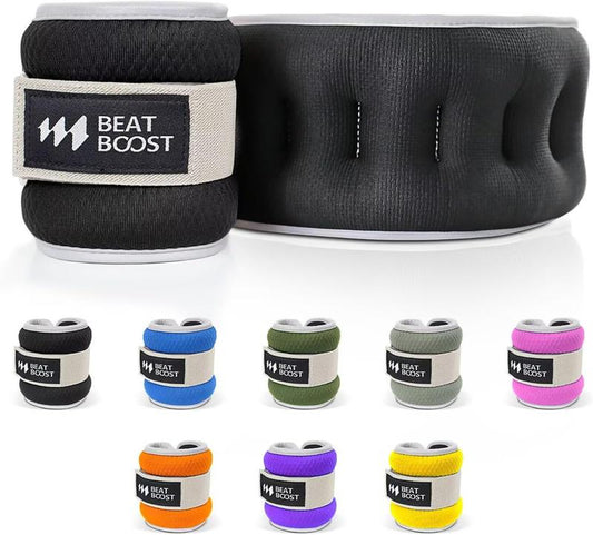 Ankle Wrist Weights for Women Men a Pair of 1 2 3 4 6 8 10 Lbs Arm Leg Weight Set with Adjustable Straps for Walking Pilates Exercise Workout Gym Aerobics Beatboost