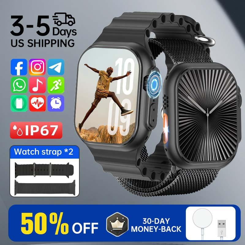 Smartwatch 2025 Model - 2.01-Inch HD Display, IP67 Water Resistant, 120 Sports Modes, Android & Iphone Compatible, Christmas Gift Wearable Black Smartphone Wristwatch Bluetooth Remote