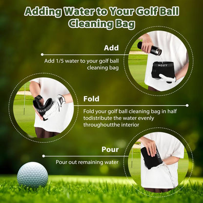 MOSTY Golf Club Cleaner & Golf Ball Cleaner,Portable Golf Ball Washer Cleaning Bag with Detachable Clip,Groove Cleaner, Golf Accessories for Clubs & Balls #Outdoorfun
