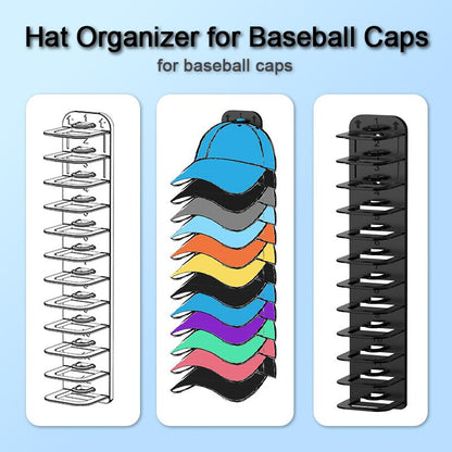 2 Upgraded Oversized Baseball Cap Organizers. Hold 24 Caps, Install Easily without Drilling. Ideal for Closet Doors, Wardrobes, and Walls—Transform Any Space into a Tidy Hat Display.