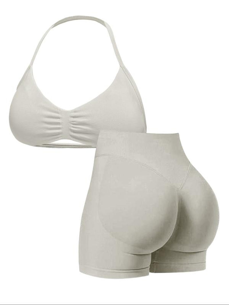 New Women'S Sporty Yoga Set, High-Waist Tight-Fitting Shorts and Tank Top, Summer Fitness for Running and Gym, Workout Running Clothes