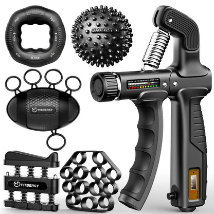 Fitbeast 10-160 Lbs Grip Strength Trainer Kit, Pro Hand and Forearm Strengthener Kit with Adjustable Resistance and Multi-Function Massage Balls for Hand Therapy, Grip Training, and Recovery
