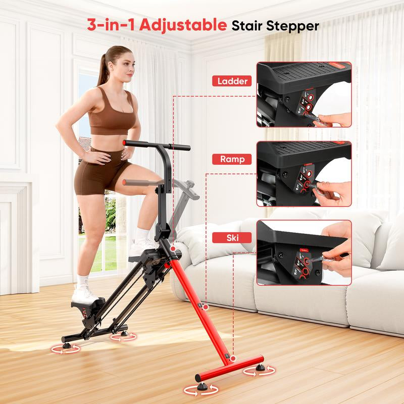 YOLEO Steppers for Exercise at Home, Adjustable Stair Stepper with 3 Workout Modes,Folding Cardio Stair Master with Ski Simulation Mode & Oversized Pedal,90% Pre-Assembled Stair Climber with Handlebar