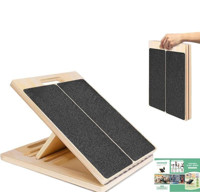 Portable Wooden Slant Board for Calf Stretching Squats Calf Stretcher Pilates Physical Therapy Equipment Adjustable Incline Board for Knees Ankle Heel Feet Leg