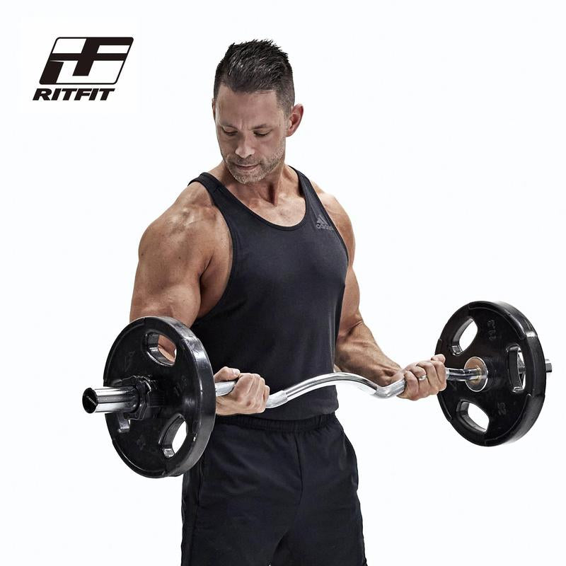 Ritfit EZ Curl Bar for Weight Training and Arm Workout - Chromed Finish for Durability and Corrosion Resistance Fitness Exercise Weight Lift