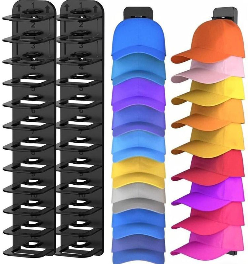 2 Upgraded Oversized Baseball Cap Organizers. Hold 24 Caps, Install Easily without Drilling. Ideal for Closet Doors, Wardrobes, and Walls—Transform Any Space into a Tidy Hat Display.