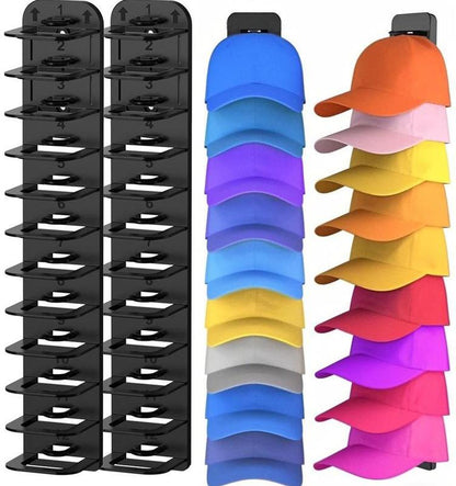 2 Upgraded Oversized Baseball Cap Organizers. Hold 24 Caps, Install Easily without Drilling. Ideal for Closet Doors, Wardrobes, and Walls—Transform Any Space into a Tidy Hat Display.