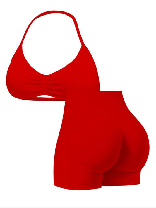 New Women'S Sporty Yoga Set, High-Waist Tight-Fitting Shorts and Tank Top, Summer Fitness for Running and Gym, Workout Running Clothes