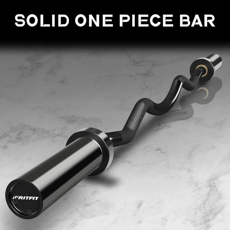 Ritfit EZ Curl Bar for Weight Training and Arm Workout - Chromed Finish for Durability and Corrosion Resistance Fitness Exercise Weight Lift