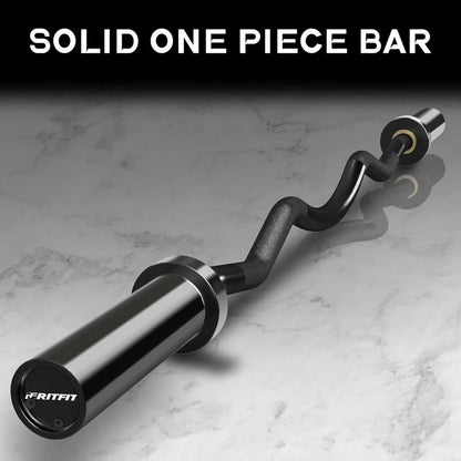 Ritfit EZ Curl Bar for Weight Training and Arm Workout - Chromed Finish for Durability and Corrosion Resistance Fitness Exercise Weight Lift