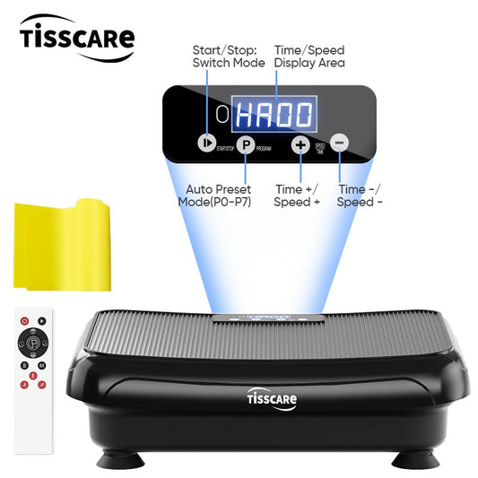 Tisscare Vibration Plate Whole Body Exercise and Pelaxation Machine Lymphatic Detox Device with Smart Screen Low Noise Max Weight 300Lb for Home Exercise Platform