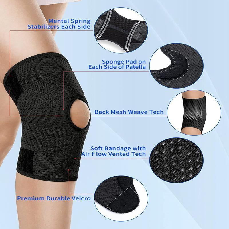 OLLAS 1Pc plus Size Knee Compression Wrapbrace (Order a Size Up), Breathable Adjustableknee Brace for Men and Women, Knee Bracewith Side Stabilizers Leg Supporter