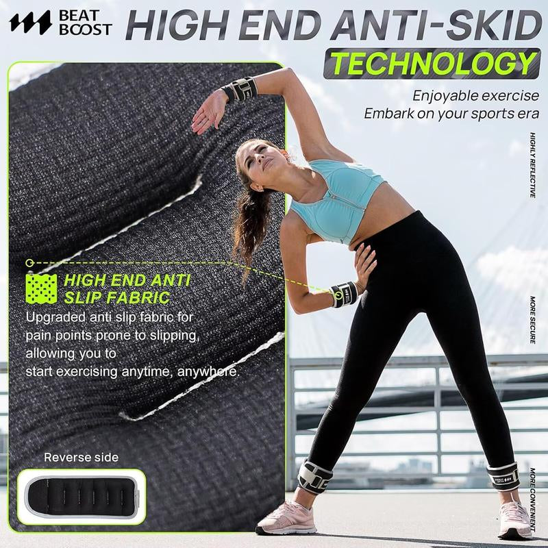 Ankle Wrist Weights for Women Men a Pair of 1 2 3 4 6 8 10 Lbs Arm Leg Weight Set with Adjustable Straps for Walking Pilates Exercise Workout Gym Aerobics Beatboost