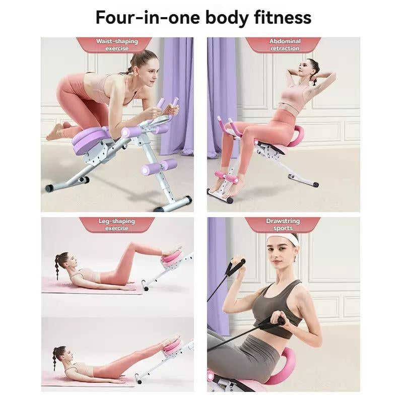 Ab Workout Equipment, Adjustable Sit-Up Machine for Full-Body Workouts and Strength Training at Home, Body-Shaping Fitness Equipment, Foldable Waist Trainer, Beginner-Friendly, Available in Pink/Purple.