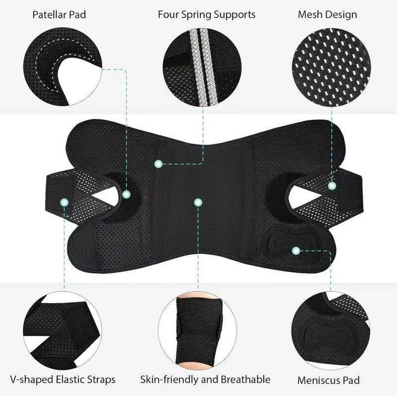 Knee Brace with Side Stabilizers for Meniscal Tear Knee Pain ACL MCL Arthritis Injuries Recovery Breathable Adjustable Knee Support for Men and Women