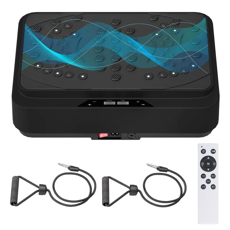Vibration Platform Machine Water Resistance Bands - 25Lbs Home Fitness Whole Body Workout, LED Display & Remote, 28" Compact Design for Weight Loss & Toning