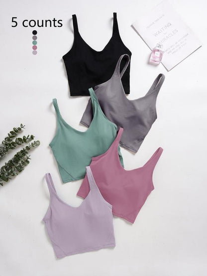 Women'S Solid Sports Bra, Quick Drying Breathable Comfortable Crop Cami Top for Yoga Gym Workout Running, Ladies Sportswear Clothing for Indoor Outdoor Wear