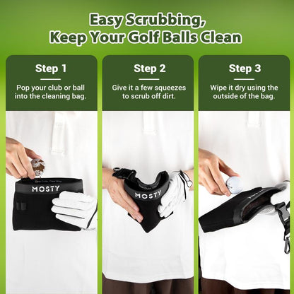 MOSTY Golf Club Cleaner & Golf Ball Cleaner,Portable Golf Ball Washer Cleaning Bag with Detachable Clip,Groove Cleaner, Golf Accessories for Clubs & Balls #Outdoorfun