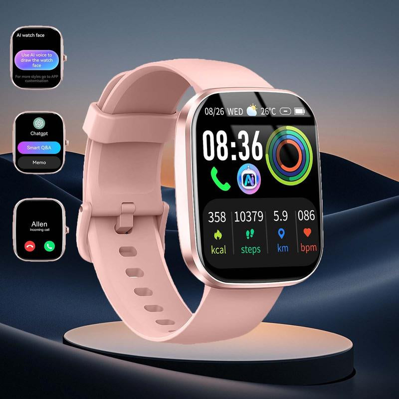 Smartwatch with Built-In AI Chatbot (Calls Received/Made), 1.91-Inch Unisex Model, Supports over 112 Fitness Activity Tracking, Calorie Burn/Sleep Monitoring, IP68 Waterproof Pedometer, Compatible with Android and Ios Systems.